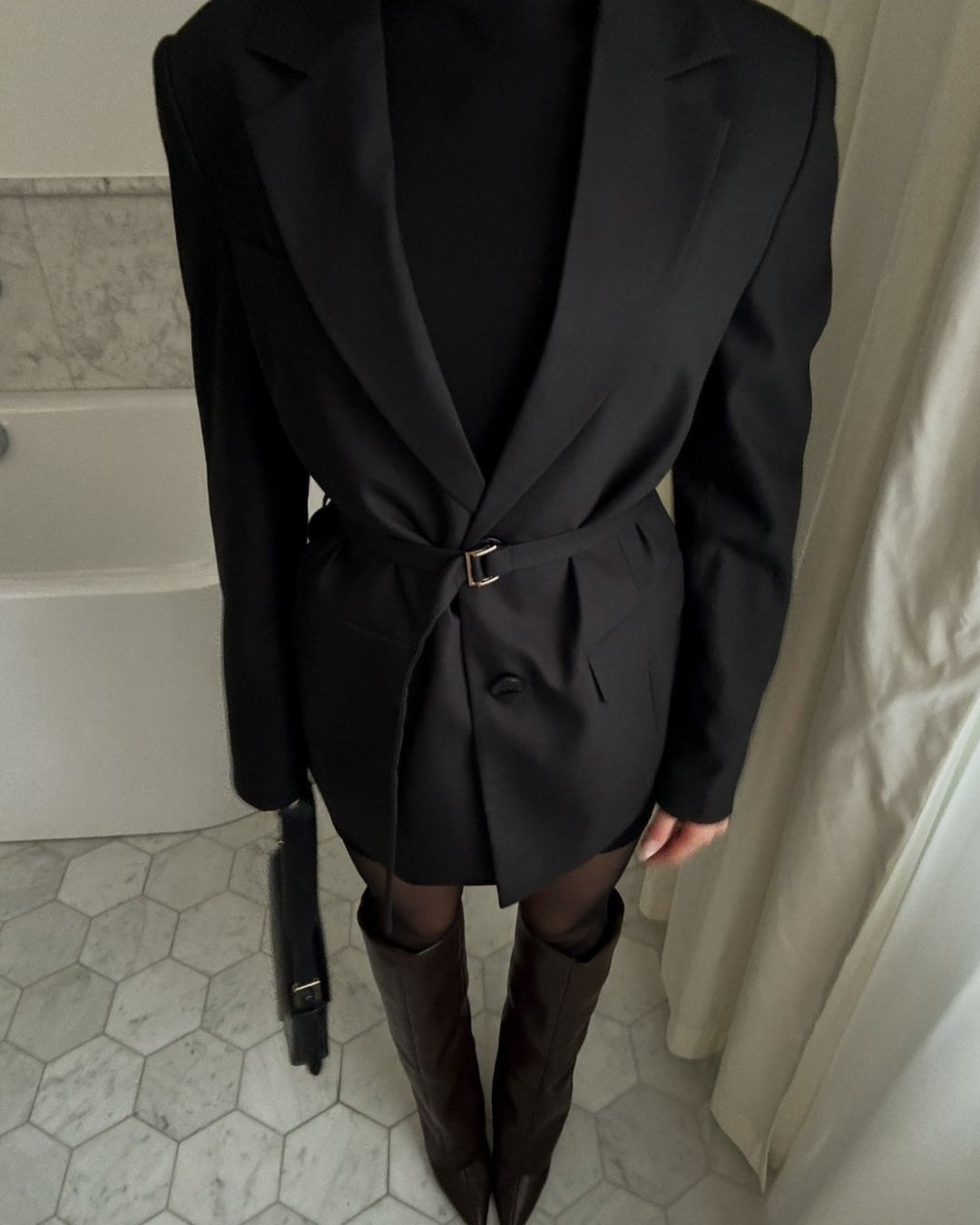 The Perfect Blazer with Belt in Black